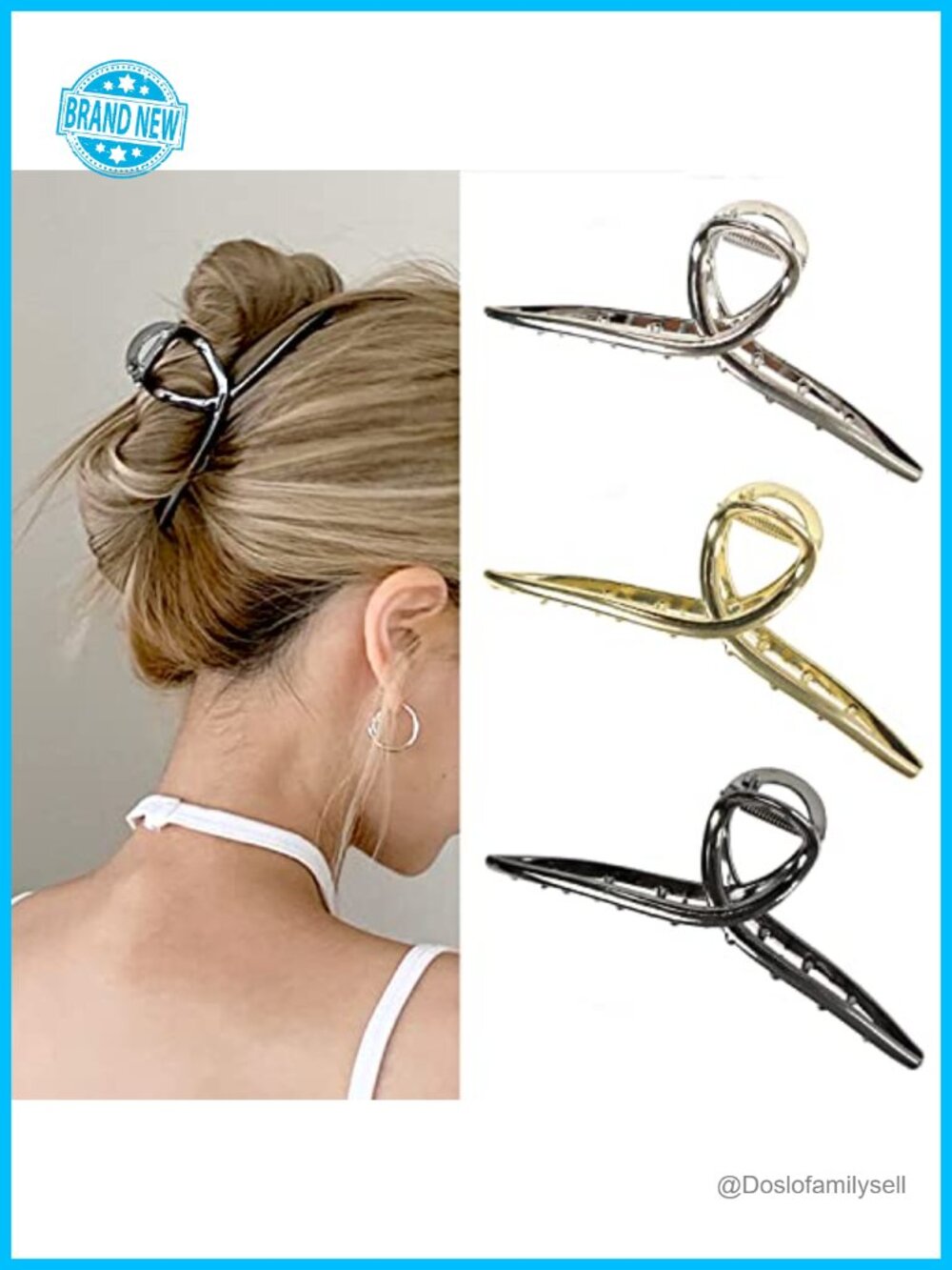 Metal Butterfly Hair Clips Set of 3, Large 5.1 Inch, for Thick Hair
